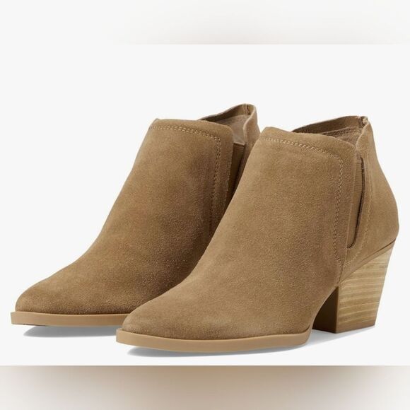 NEW Dolce Vita Booties Women's Size 8 Tan Brown Suede Ankle Boots Slip-On - Picture 1 of 12